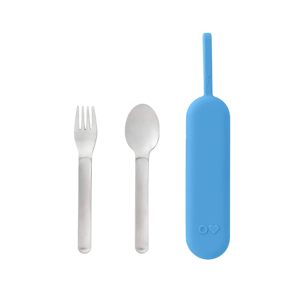 Omiebox up pod with stainless steel cutlery azure blue