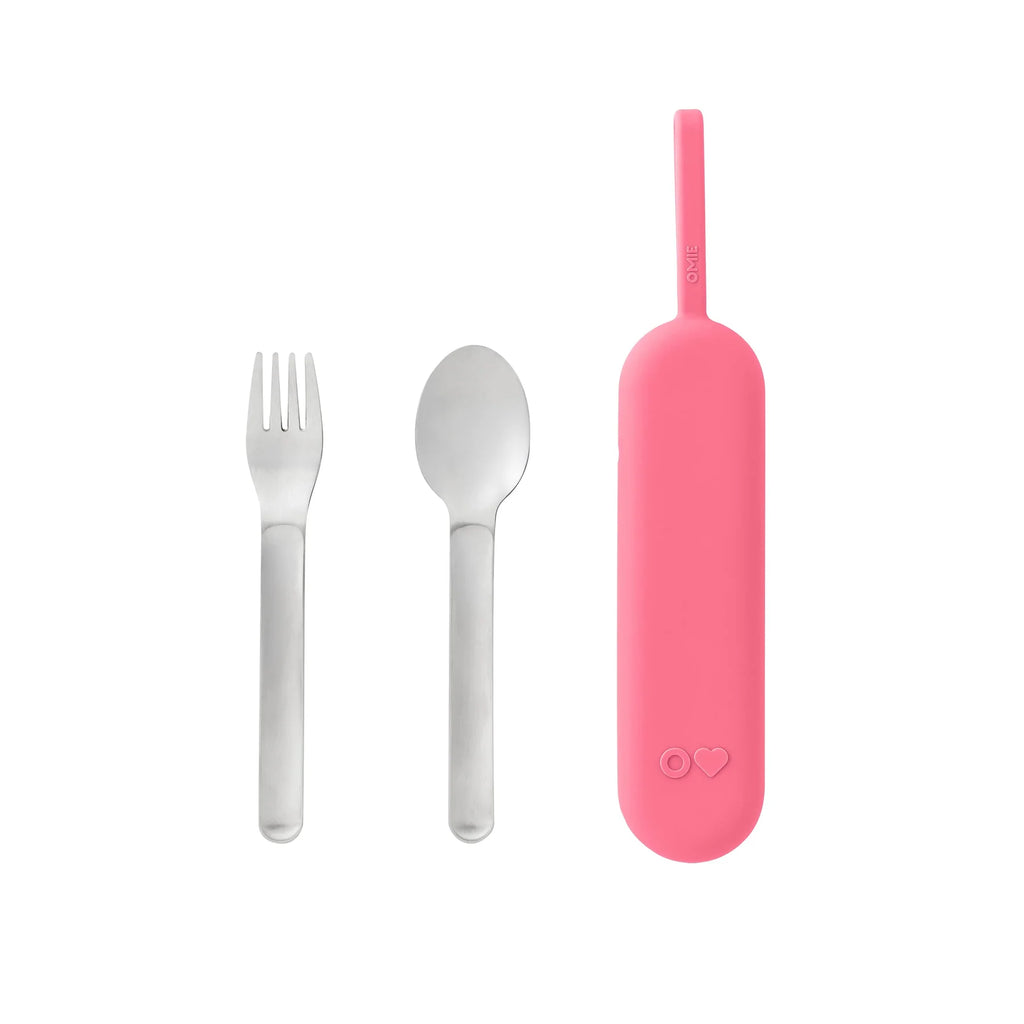 Omiebox up pod with stainless steel cutlery blush pink