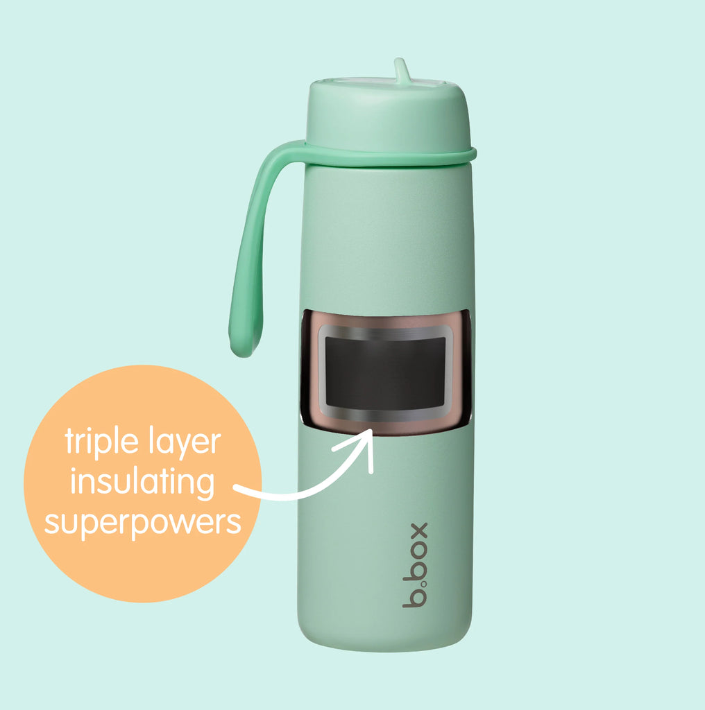 bbox 690ml insulated drink bottle with flip top lid with triple layer insulation