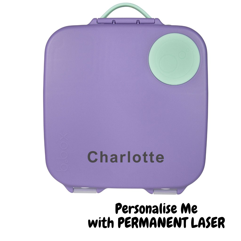 bbox lunchbox lilac pop with name permanently etched on to it