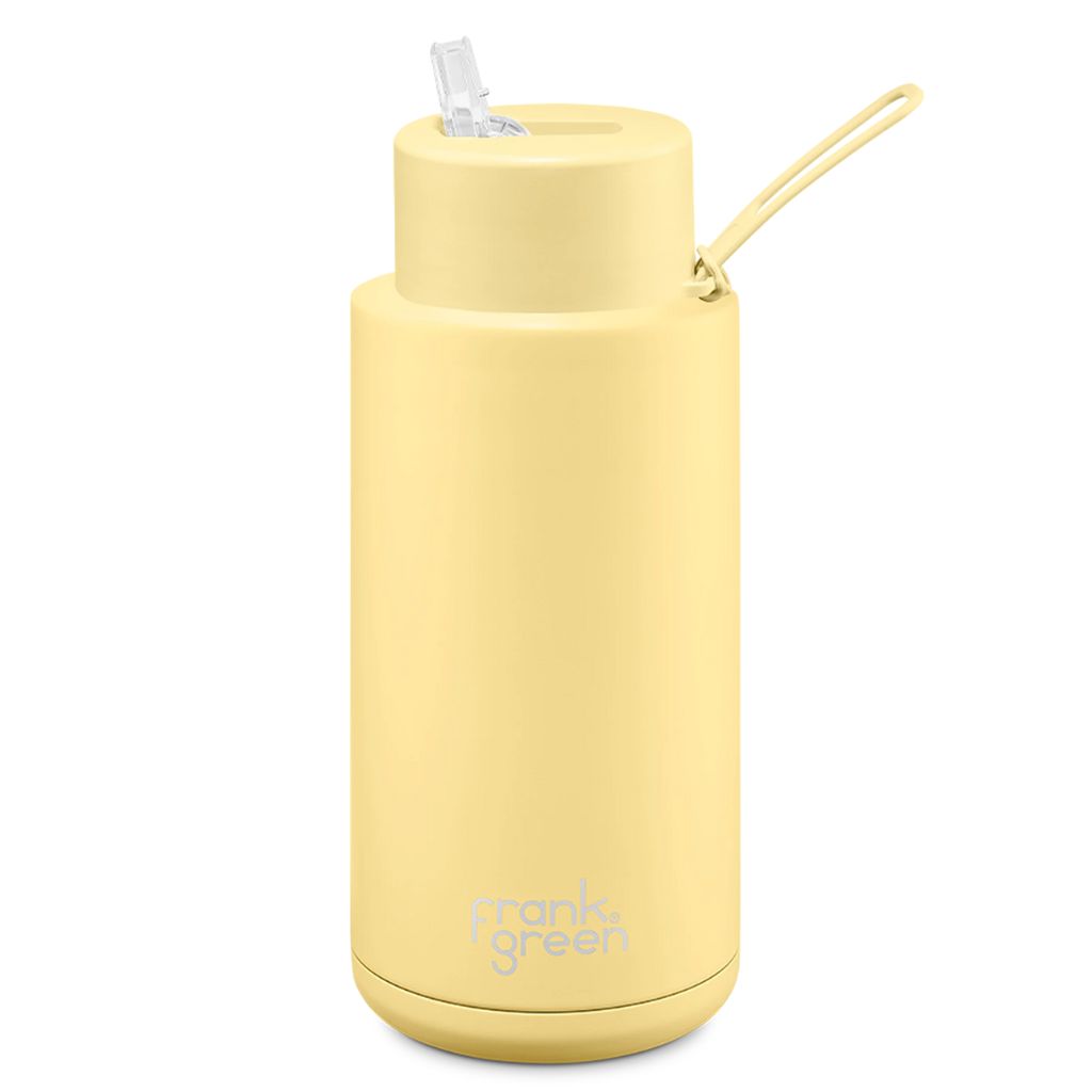 Frank Green 1 litre triple insulated ceramic drink bottle buttermilk yellow