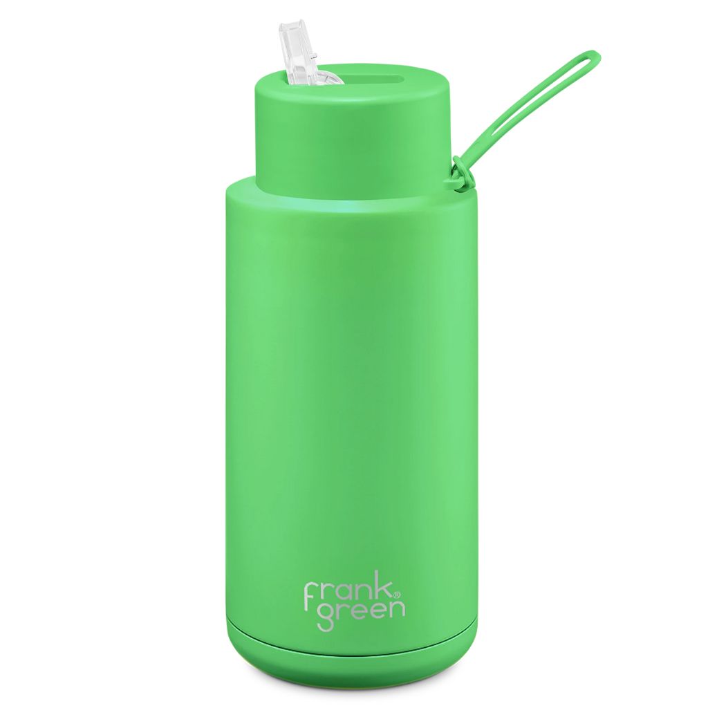 Frank Green 1 litre triple insulated ceramic drink bottle neon green