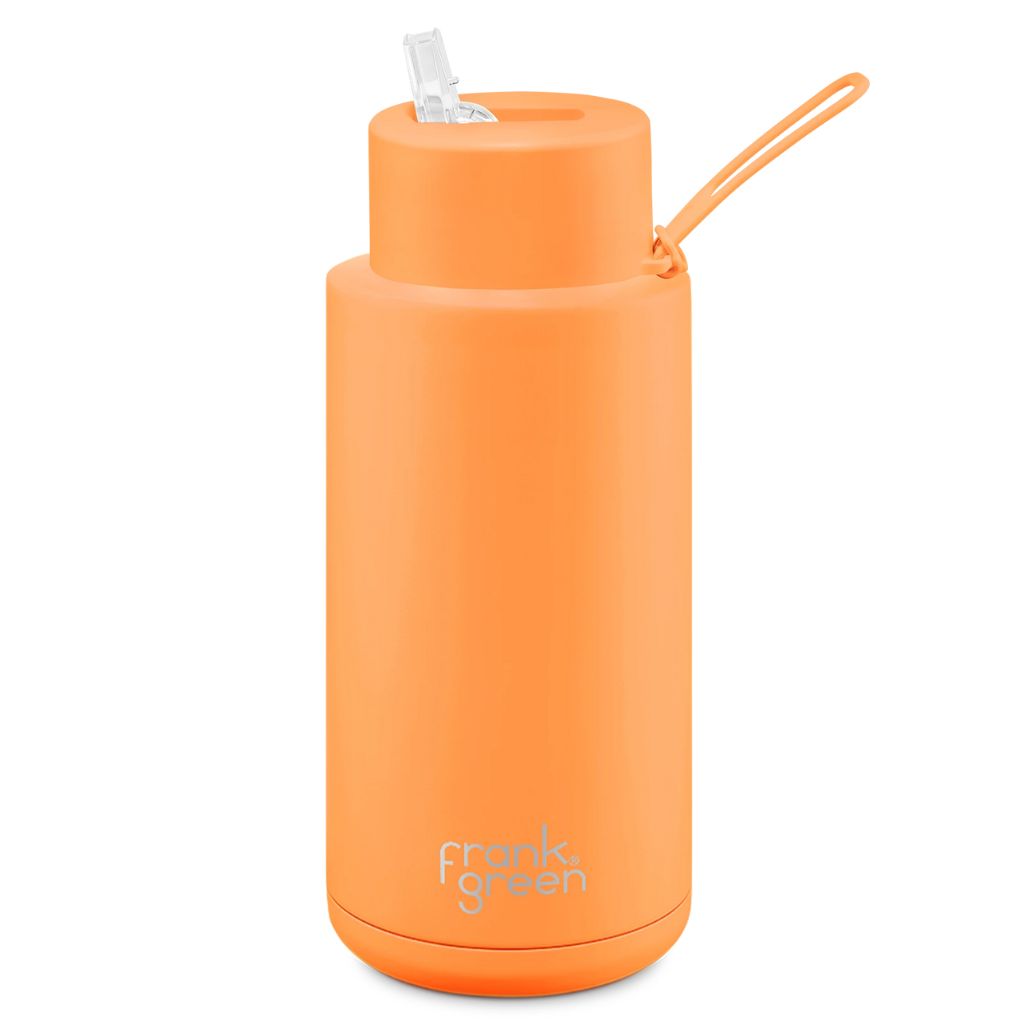 Frank Green 1 litre triple insulated ceramic drink bottle neon orange