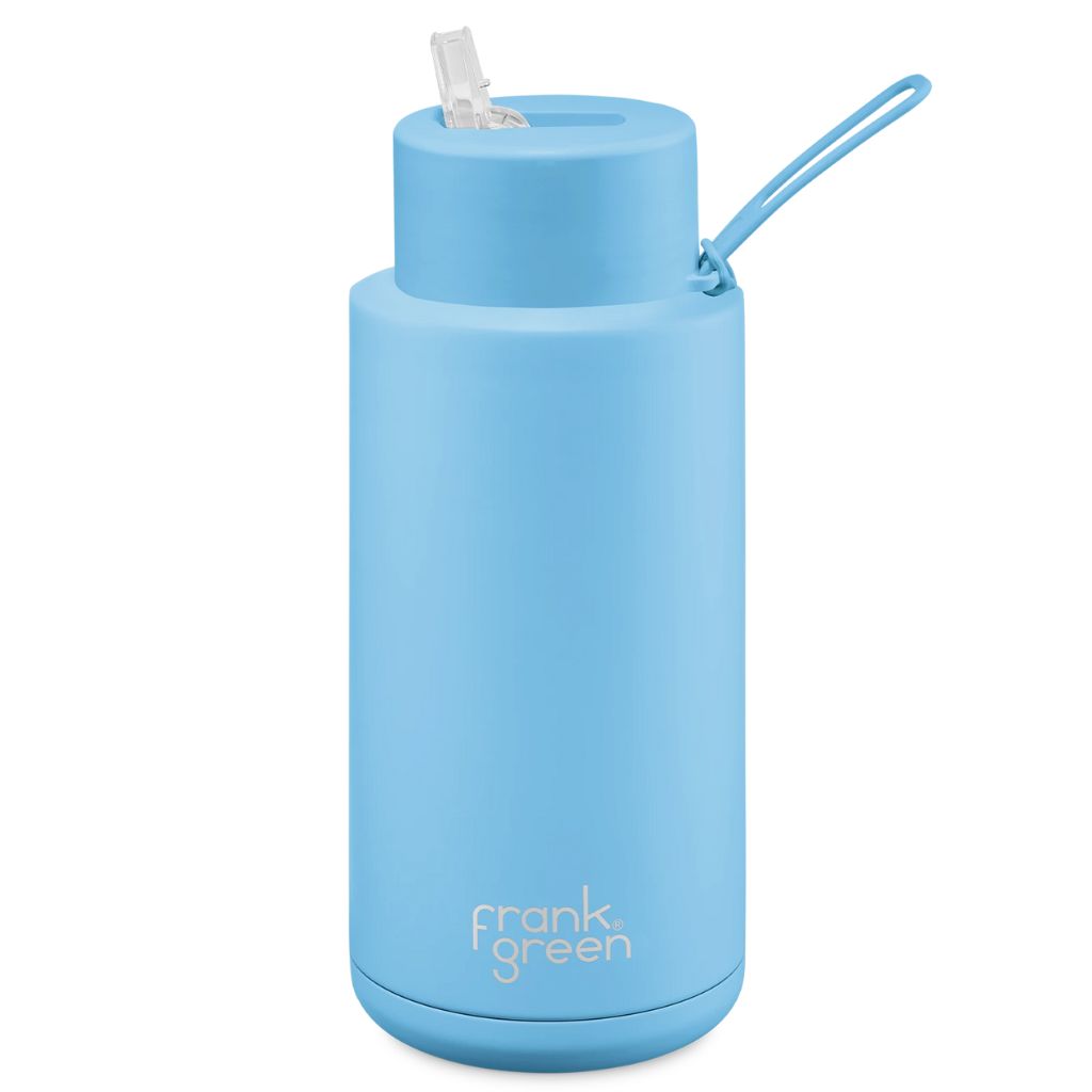 Frank Green 1 litre triple insulated ceramic drink bottle sky blue