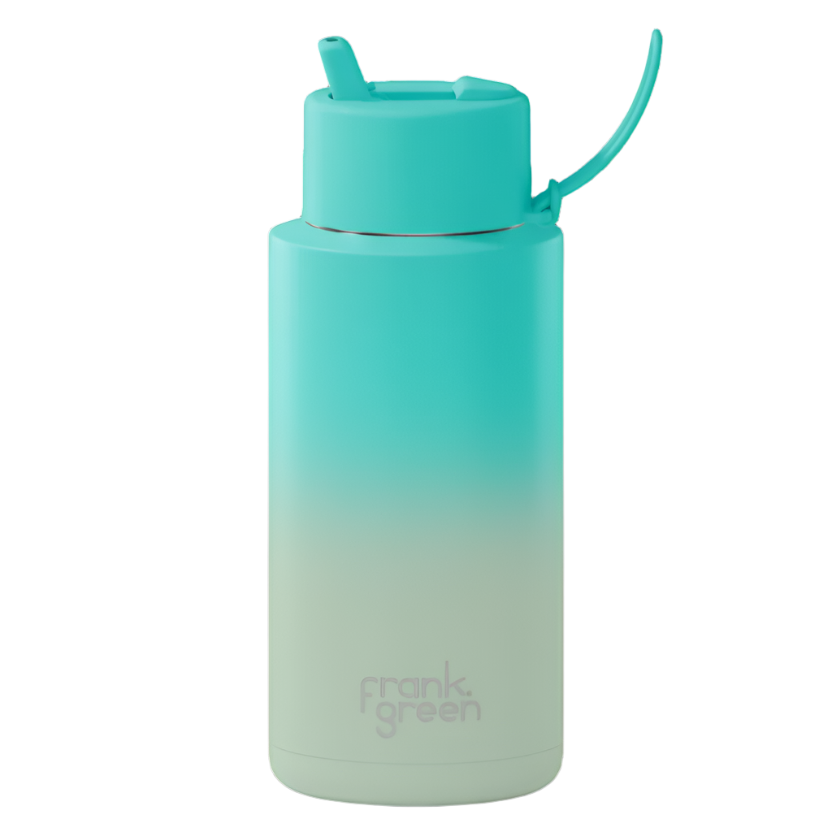 Frank Green Gradient flip top drink bottle in aqua Blue