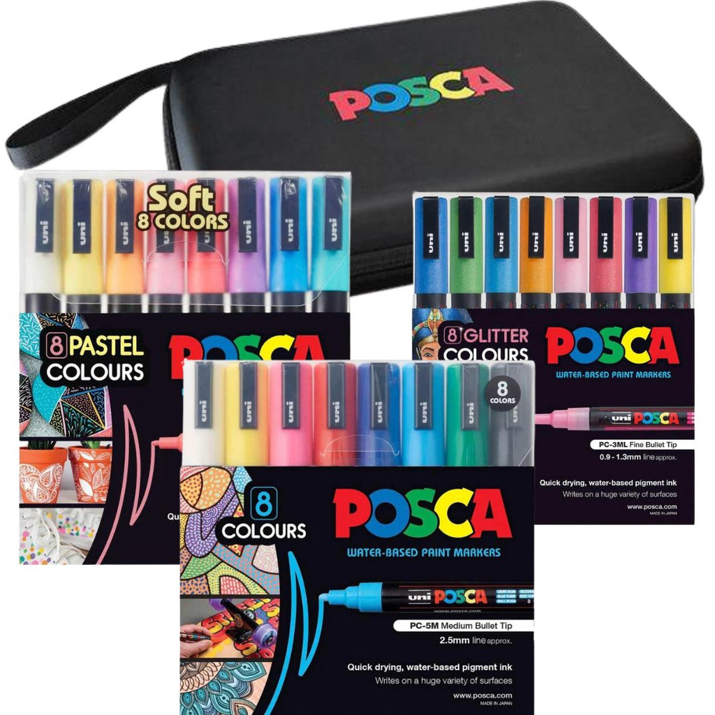 Pack of 24 x POSCA Colours with Small Case - Bundle - Creative Kids Lab