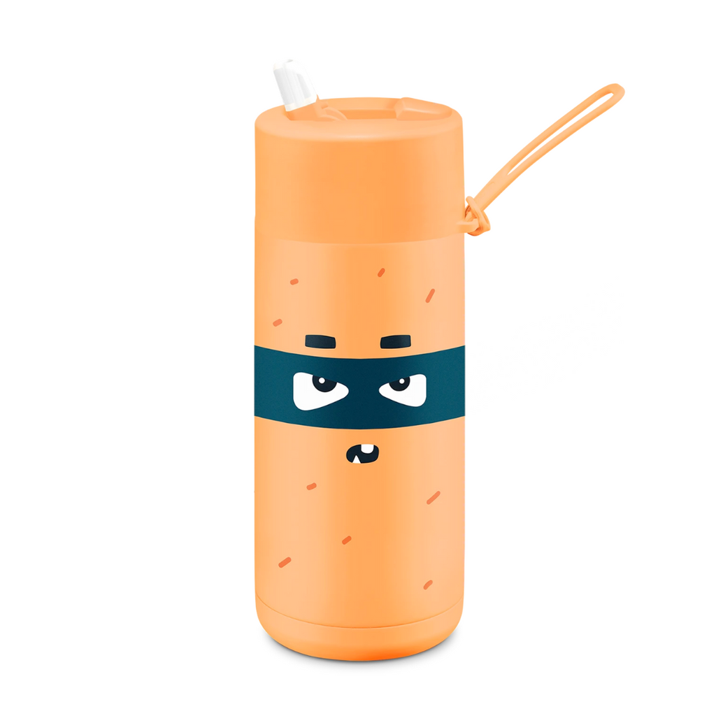 Frank Green Franksters 475ml kids ceramic insulated drink bottle neon orange