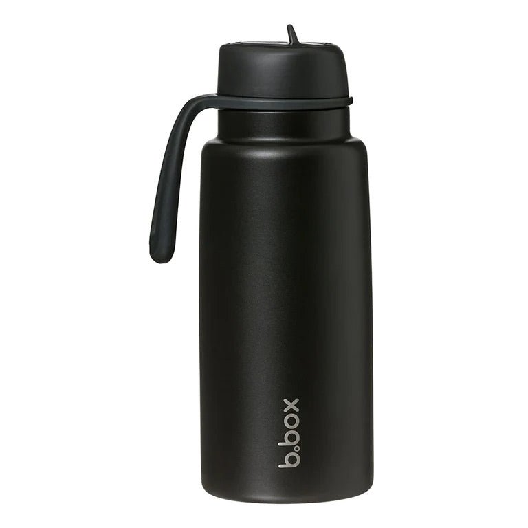 bbox flip top 1 litre insulated stainless steel drink bottle in black deep space colour