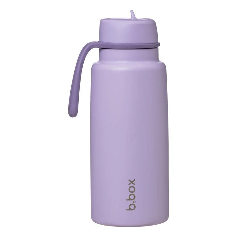 bbox flip top 1 litre insulated stainless steel drink bottle in purple lilac colour