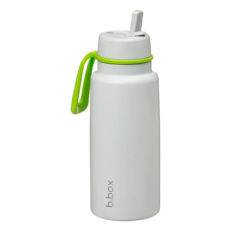 bbox flip top 1 litre insulated stainless steel drink bottle in lime time green with sipper lid straw