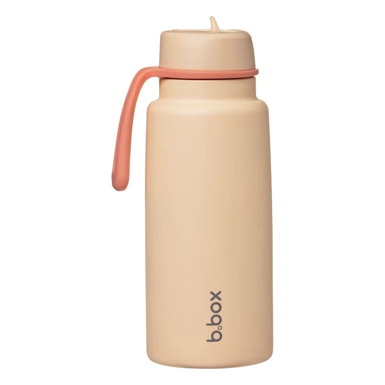 bbox flip top 1 litre insulated stainless steel drink bottle in melon mist orange peach colour