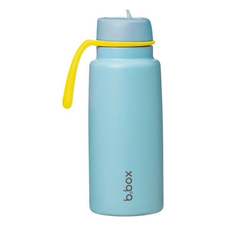 bbox flip top 1 litre insulated stainless steel drink bottle in pool side blue colour