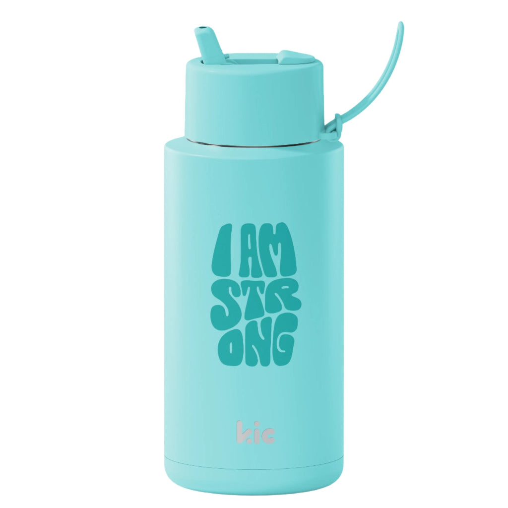 Frank Green kic in aqua blue 1 litre drink bottle